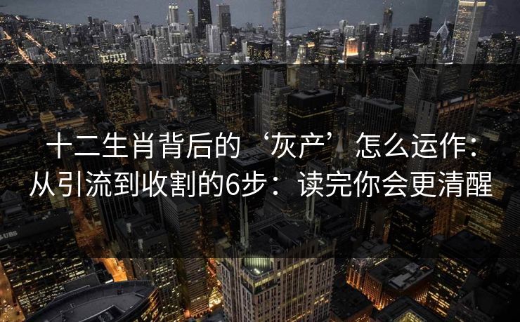 十二生肖背后的‘灰产’怎么运作：从引流到收割的6步：读完你会更清醒