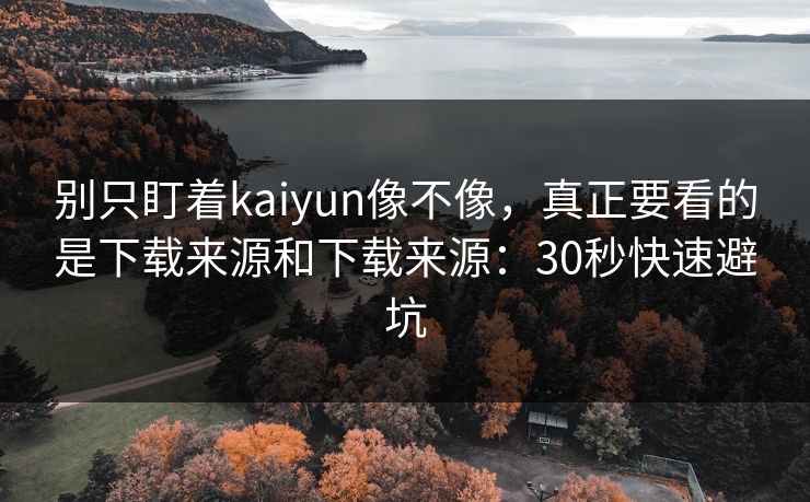 别只盯着kaiyun像不像，真正要看的是下载来源和下载来源：30秒快速避坑